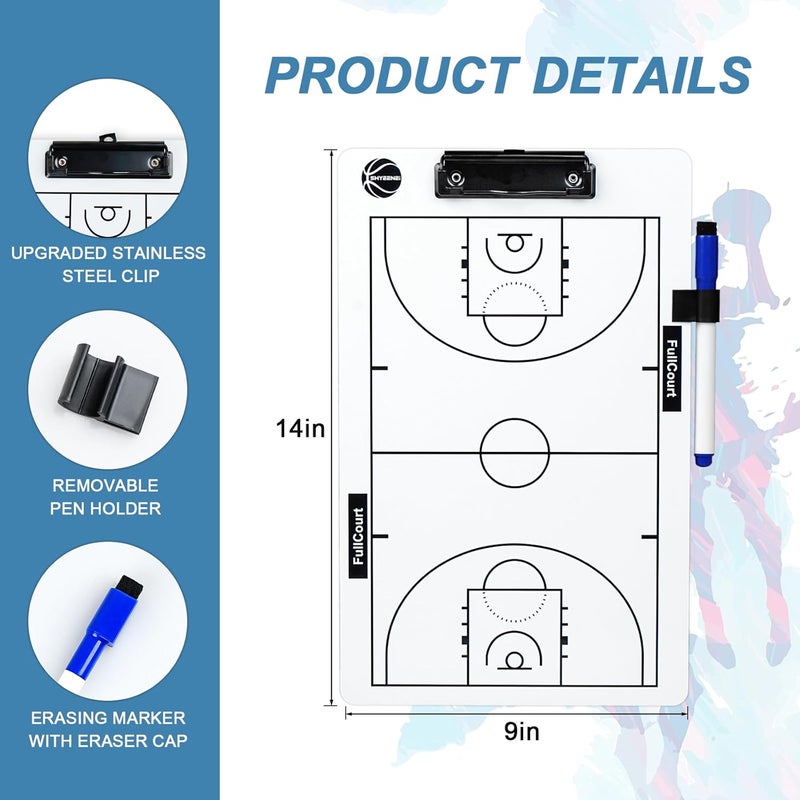 ShYeenei Basketball Coaching Board, 2026 Version Double-Sided Basketball Clipboard for Coaches, Dry Erase White Board for Coaches, Solid Coaching Marker Boards, Portable and Efficient - Image 2